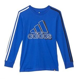 Adidas Royal Blue Long Sleeve Tee with Black  & White Stripes-XL(18/20)